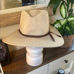 Brixton Light Khaki Wool Felt Hat with Dark Brown Band